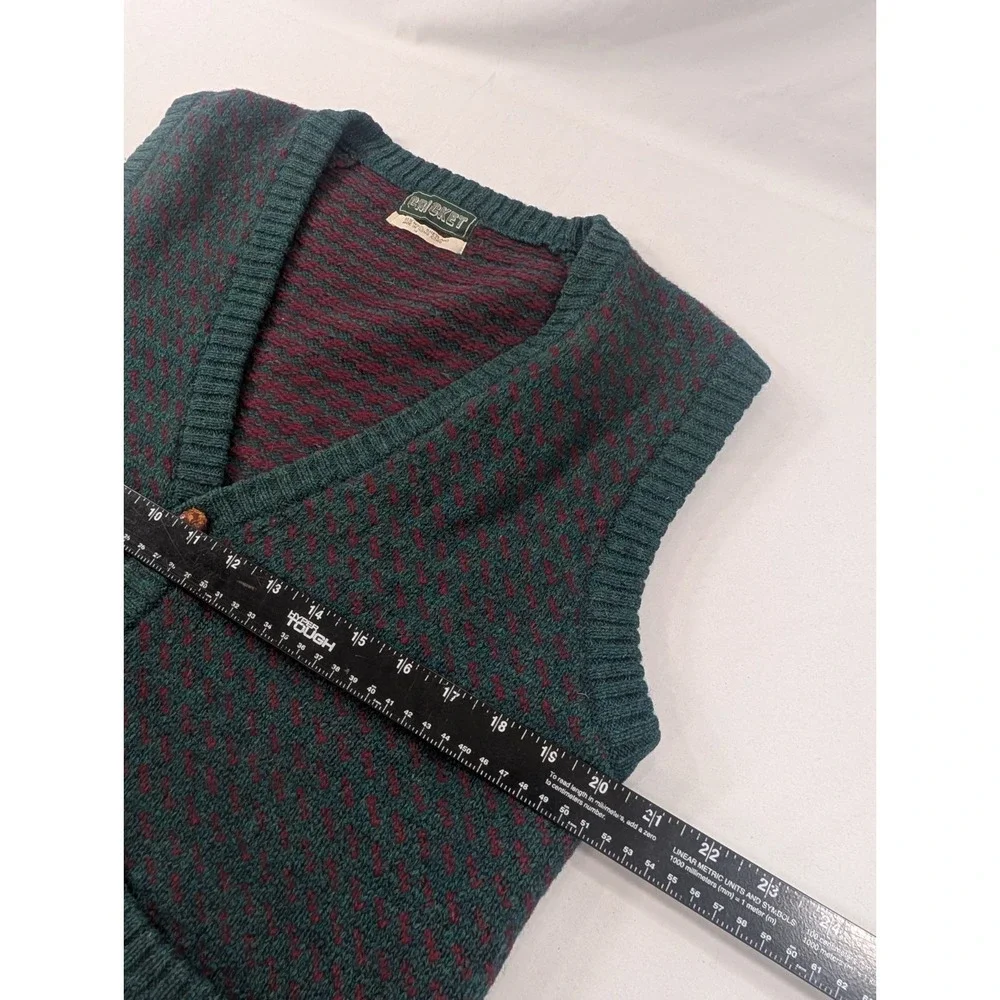Vintage Cricket Shetland Wool Green Mens Medium traditional woollen Sweater Vest